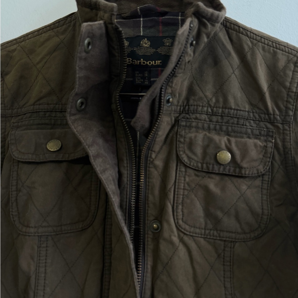 Barbour Olive Quilted Field Jacket size 6 - Picture 4 of 7